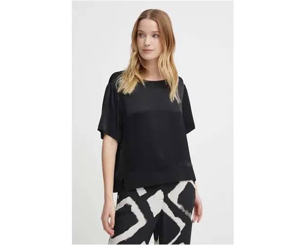 Sisley bluza femei, culoarea negru, neted