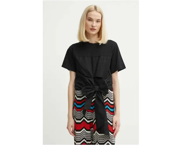 Sisley tricou din bumbac femei, culoarea negru