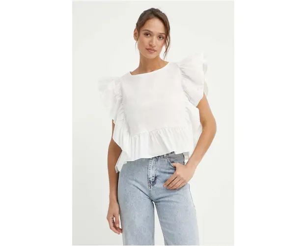 Sisley bluza din bumbac femei, culoarea bej, neted