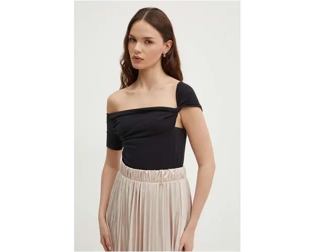 Sisley bluza femei, culoarea negru, neted