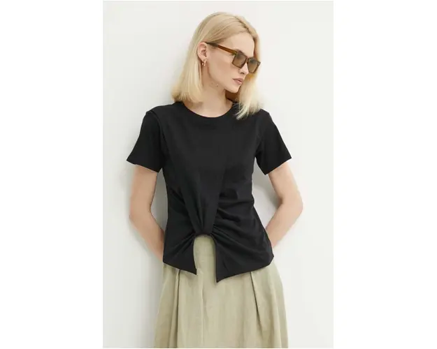 Sisley tricou din bumbac femei, culoarea negru