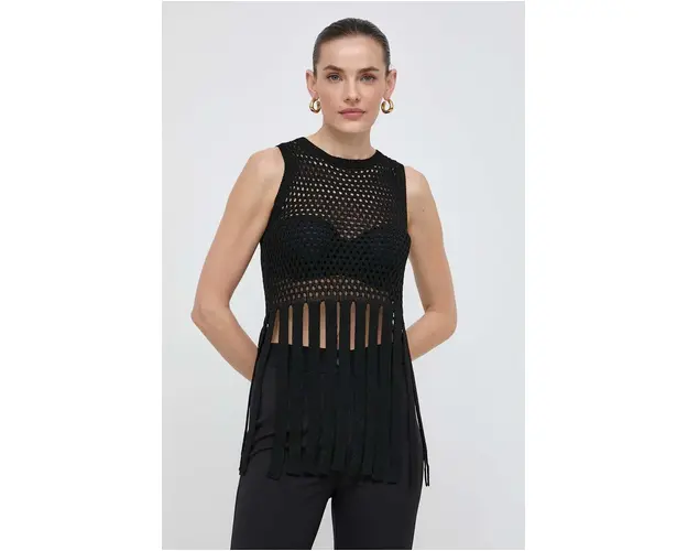 Marella bluza femei, culoarea negru, neted