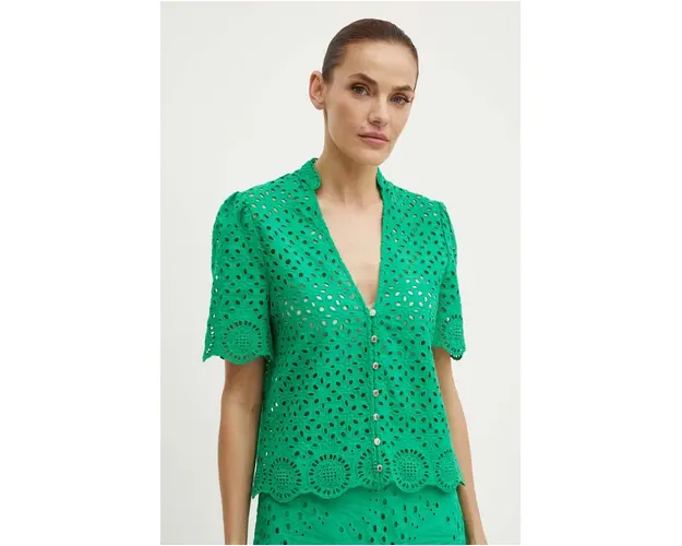 Morgan camasa din bumbac CFLAM femei, culoarea verde, regular, CFLAM