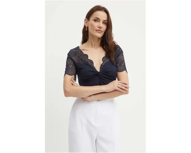 Morgan bluza DENNY femei, culoarea albastru marin, neted, DENNY