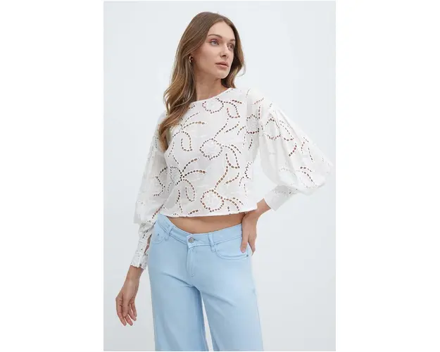 Morgan bluza din bumbac OSIA femei, culoarea alb, neted, OSIA