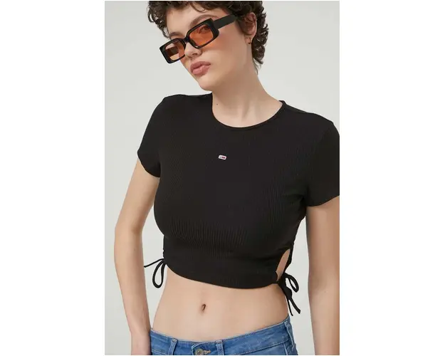 Tommy Jeans tricou femei, culoarea negru DW0DW17902