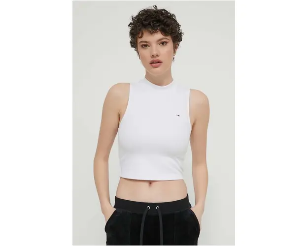 Tommy Jeans top femei, culoarea alb, DW0DW17985