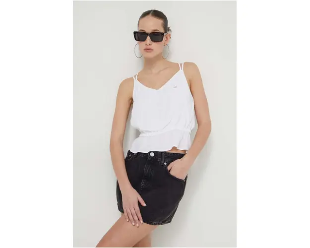 Tommy Jeans bluza femei, culoarea alb, uni DW0DW17802