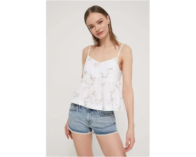 Tommy Jeans bluza din bumbac femei, culoarea alb, neted