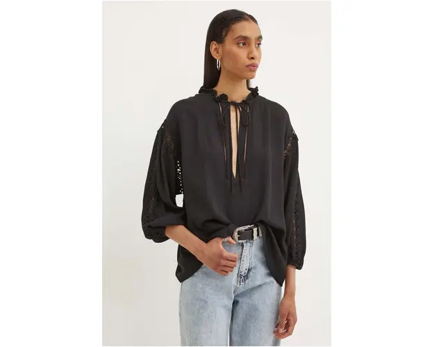 IRO bluza femei, culoarea negru, neted