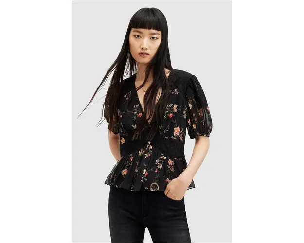 AllSaints bluza DINAH femei, culoarea negru, modelator