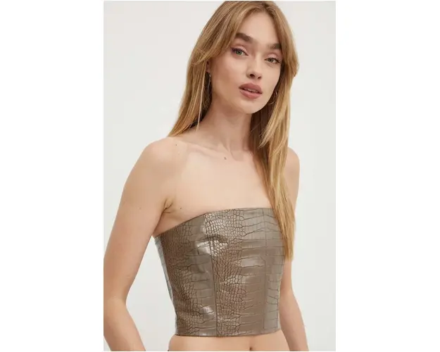 Rotate top femei, culoarea maro, cold shoulder