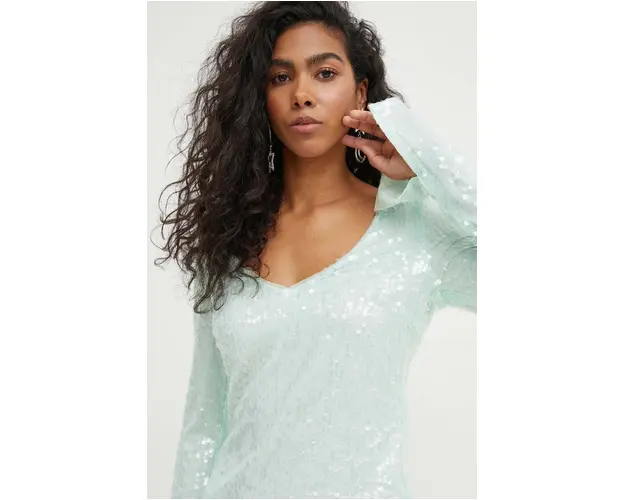 Rotate bluza femei, culoarea verde, neted