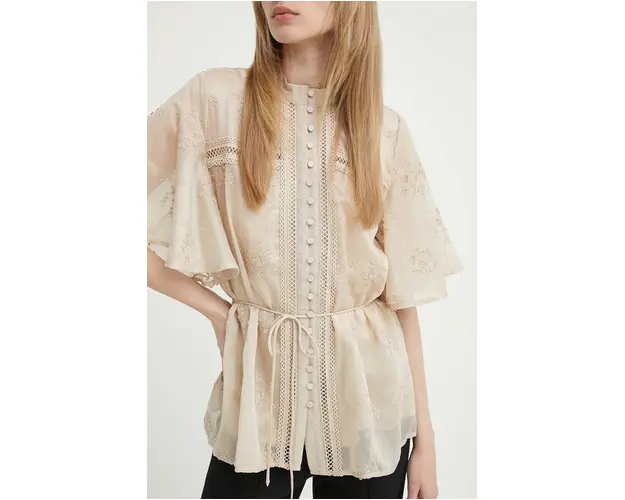 Bruuns Bazaar camasa GillywineBBMatea shirt femei, culoarea bej, regular, BBW3970