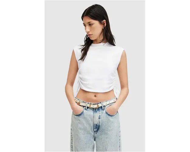 AllSaints bluza din bumbac SONNY TANK femei, culoarea alb, neted, W025JA