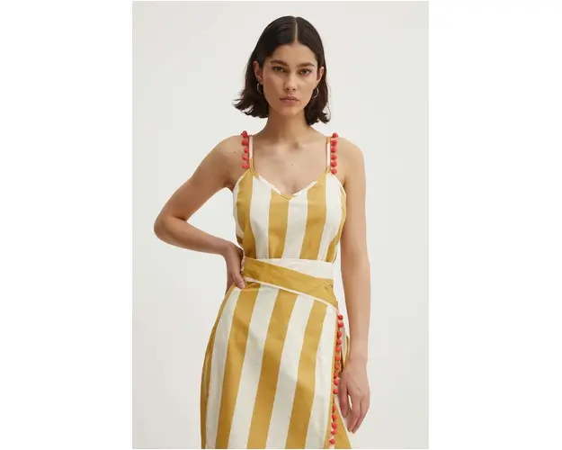 Never Fully Dressed bluza din amestec de in Cami culoarea bej, modelator, NFDTO766