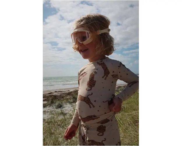 Konges Sløjd longsleeve de baie pentru copii culoarea bej