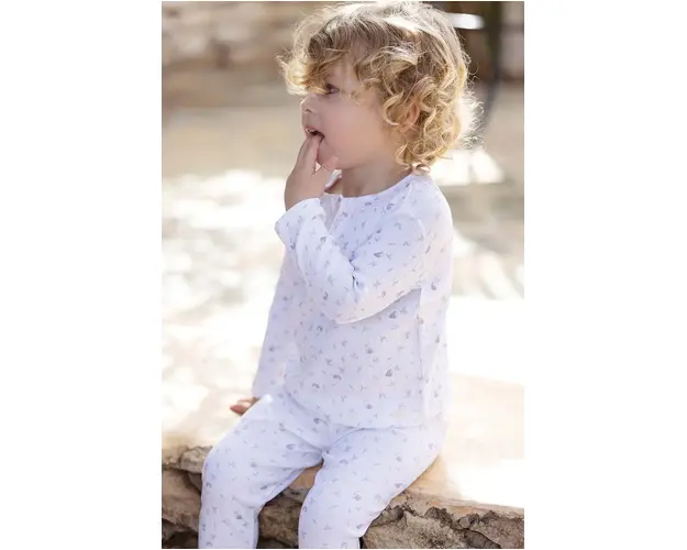 Tartine et Chocolat pijamale de bumbac pentru copii culoarea alb, modelator