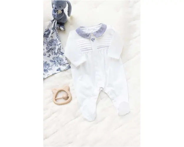 Tartine et Chocolat salopete din bumbac pentru bebelusi culoarea alb, modelator