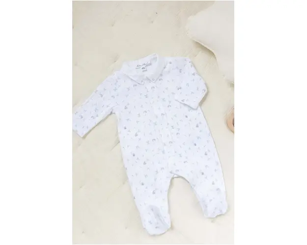 Tartine et Chocolat salopeta din bumbac pentru bebelusi culoarea alb, modelator