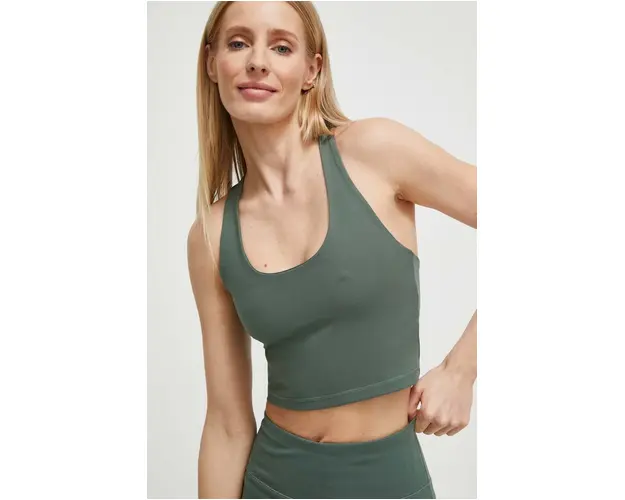 Dkny sutien sport culoarea verde, neted