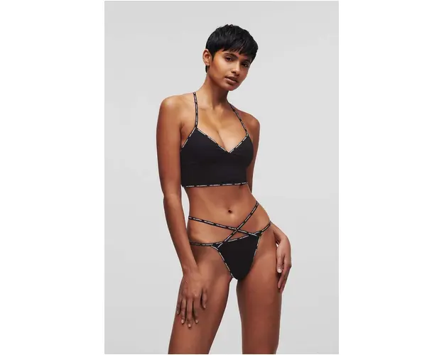 Karl Lagerfeld sutien culoarea negru, bumbac, neted