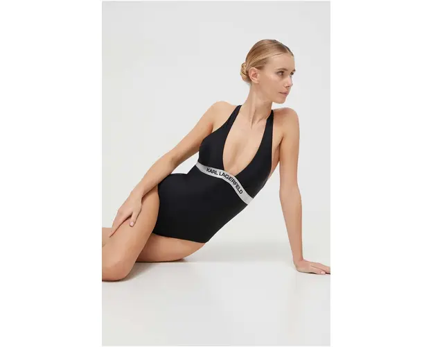 Karl Lagerfeld costum de baie dintr-o bucata culoarea negru, cupa usor rigidizata
