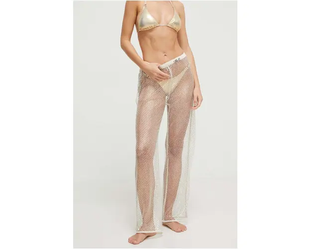 Karl Lagerfeld pantaloni de plaja culoarea bej