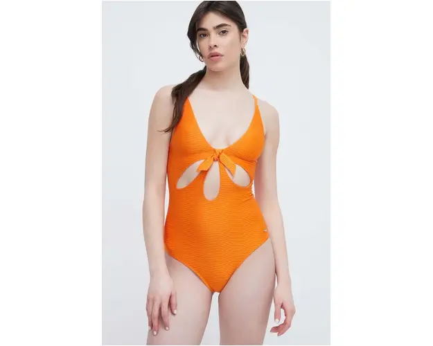 Pepe Jeans costum de baie dintr-o bucata culoarea portocaliu, cupa moale