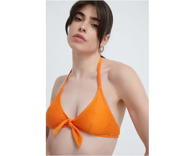 Pepe Jeans sutien de baie culoarea portocaliu, cupa moale