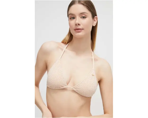 Roxy sutien de baie Gingham culoarea bej, cupa usor rigidizata ERJX305246