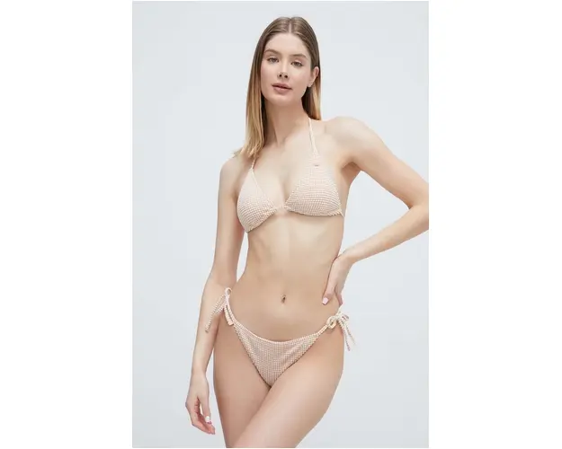 Roxy bikini brazilieni Gingham culoarea bej, cupa usor rigidizata ERJX404830