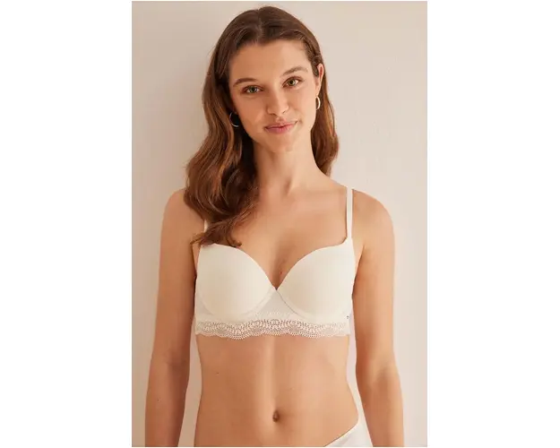 women'secret sutien COTTON COLLECTION 1 culoarea alb, dantela, neted, 5057036.038.040