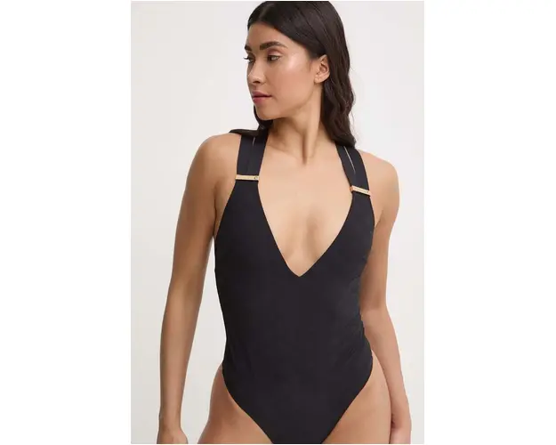 Chantelle costum de baie dintr-o bucata culoarea negru, cupa moale