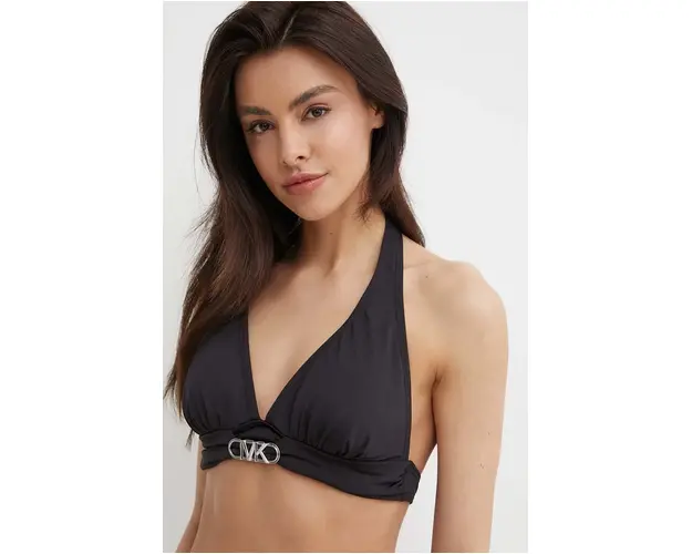 MICHAEL Michael Kors sutien de baie HALTER BIKINI TOP culoarea negru, cupa usor rigidizata, MM7M161