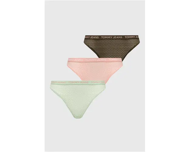 Tommy Jeans tanga 3-pack culoarea verde UW0UW05010