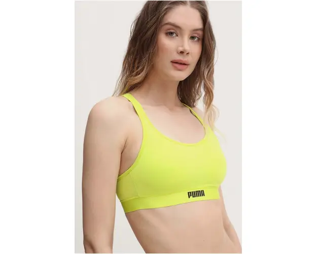 Puma sutien sport culoarea verde, neted, 938315