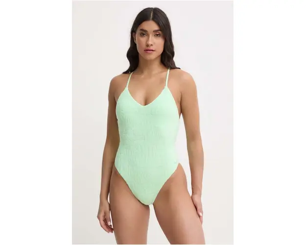 Nike costum de baie dintr-o bucata Retro Flow culoarea verde, cupa usor rigidizata