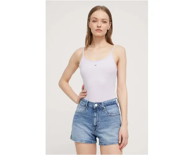 Tommy Jeans body femei, culoarea violet DW0DW17993