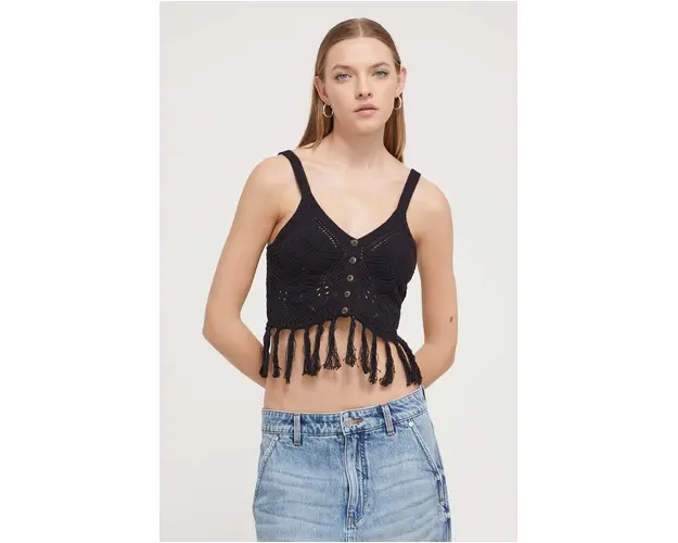 Desigual top de plaja din bumbac culoarea negru