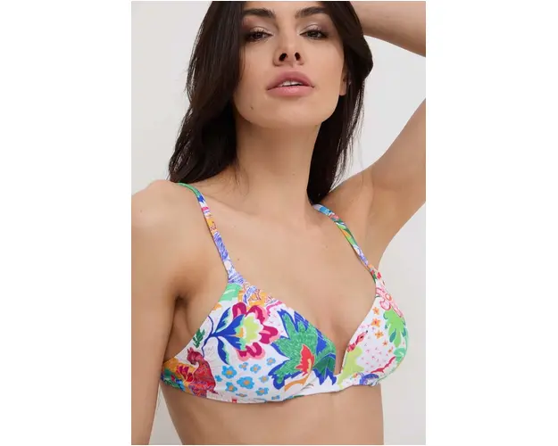 Desigual sutien de baie culoarea alb, cupa usor rigidizata