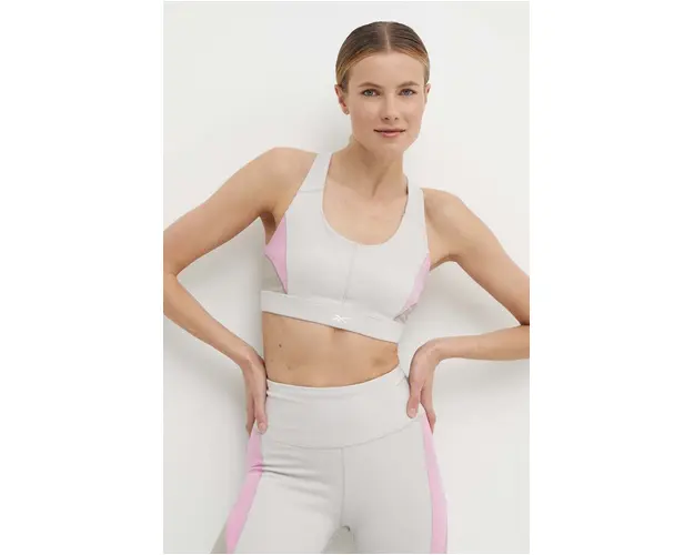 Reebok sutien sport Lux Racer culoarea bej, modelator, 100076162