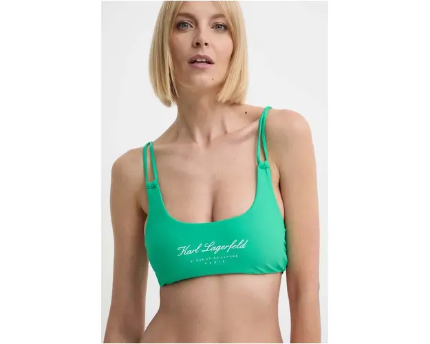 Karl Lagerfeld sutien de baie culoarea verde, cupa usor rigidizata