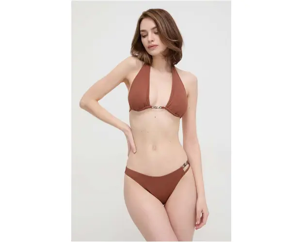 Karl Lagerfeld sutien de baie culoarea maro, cupa usor rigidizata