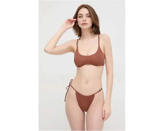 Karl Lagerfeld sutien de baie culoarea maro, cupa usor rigidizata