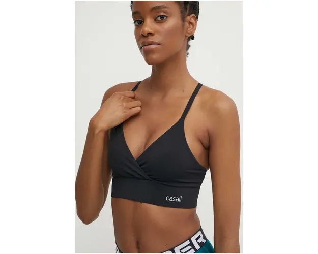 Casall sutien sport Wrap culoarea negru, neted