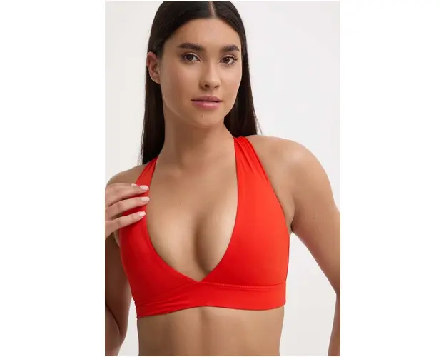 Casall sutien de baie culoarea rosu, cupa moale