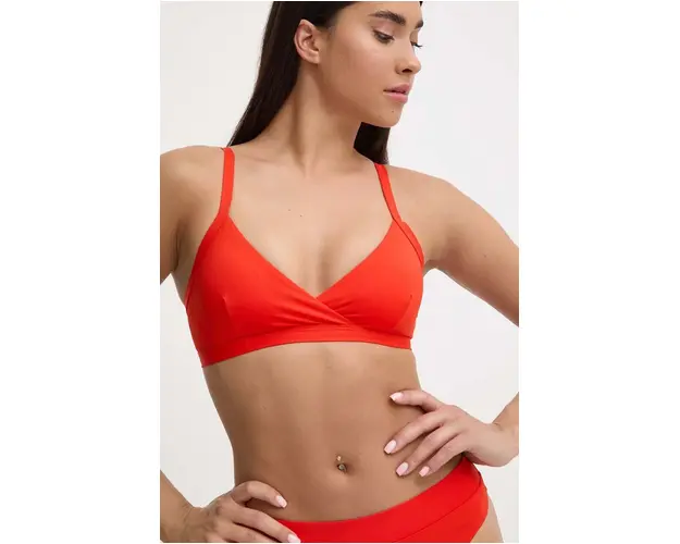 Casall sutien de baie culoarea rosu, cupa usor rigidizata