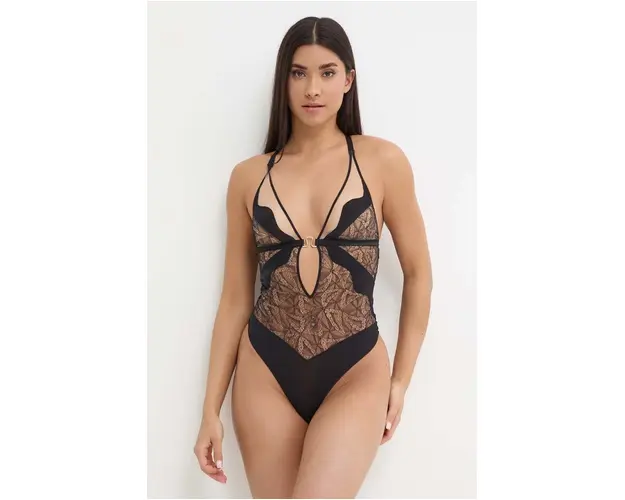 Chantelle body culoarea negru, dantela, neted