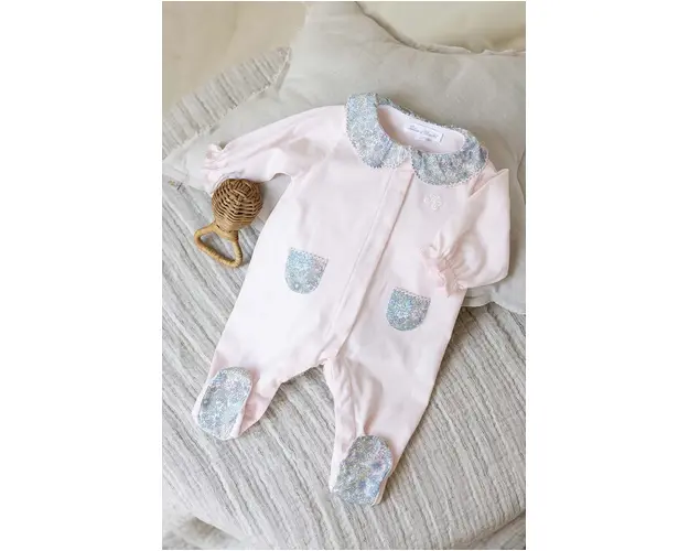 Tartine et Chocolat salopeta din bumbac pentru bebelusi culoarea roz